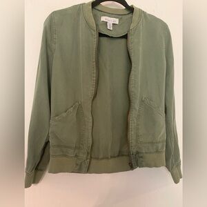 Kenneth Cole Army Green Coat Bomber Jacket Women’s Size S Full Zip
